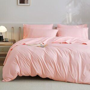 King Pink Duvet Cover with Pillowcases Microfiber